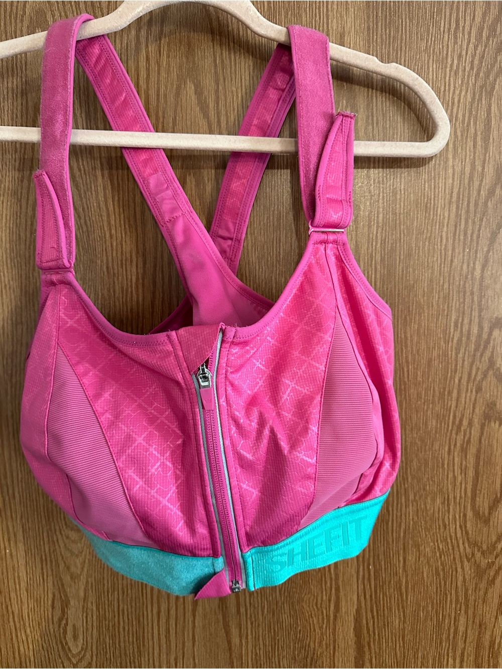 SHEFIT 4Luxe Sports Bra in Hot Pink & Teal - Picture 3 of 4